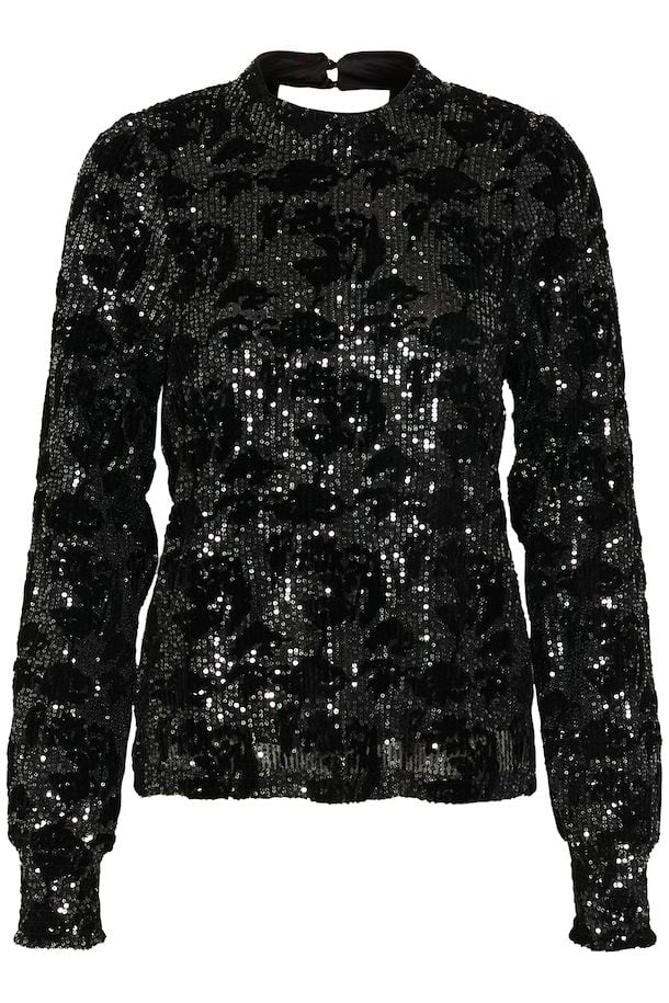 Grit Sequin pallíettublússa  frá Kaffe - Svört/Dökk silfur  Sequin