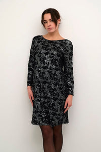 Grit Sequin pallíettukjóll  frá Kaffe - Svört/Dökk silfur  Sequin
