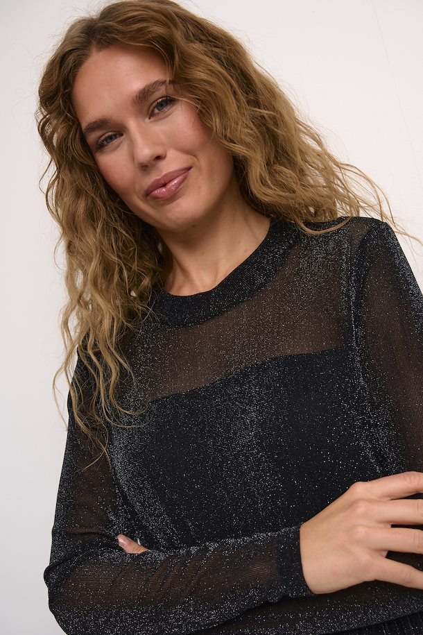 Olga glitter kjóll frá Kaffe - Svartur með glimmeri