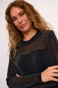Olga glitter kjóll frá Kaffe - Svartur með glimmeri
