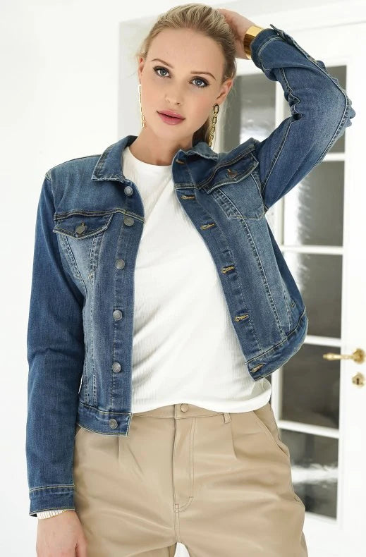 Rock gallajakki frá Freequent- medium blue denim