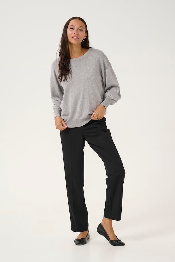 Regina peysa frá Kaffe - Grey Silver Metallic