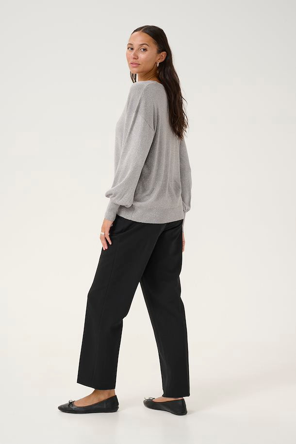 Regina peysa frá Kaffe - Grey Silver Metallic