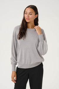 Regina peysa frá Kaffe - Grey Silver Metallic