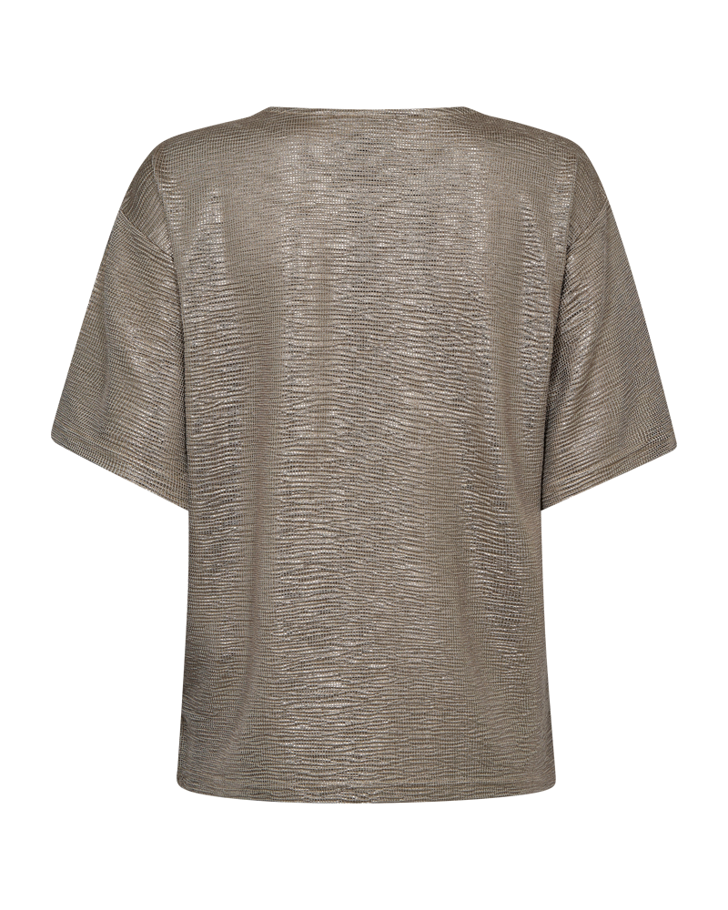 Satina Tee stutterma toppur frá Freequent - Desert taupe