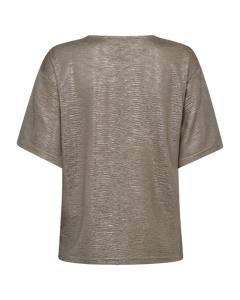 Satina Tee stutterma toppur frá Freequent - Desert taupe