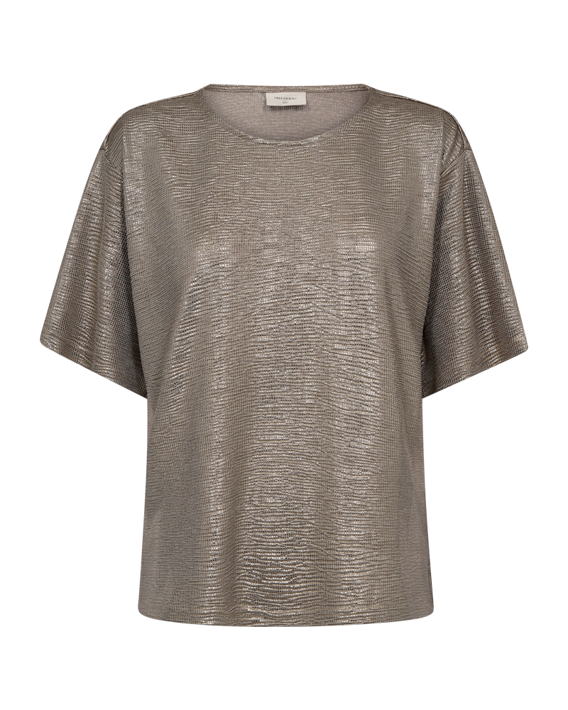 Satina Tee stutterma toppur frá Freequent - Desert taupe