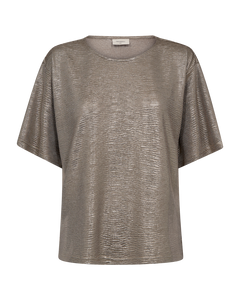Satina Tee stutterma toppur frá Freequent - Desert taupe