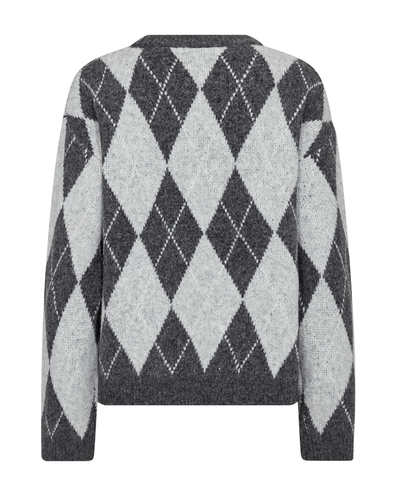 Grsargyle peysa  frá Freequent - Dark Grey Mel w Light Grey Mel