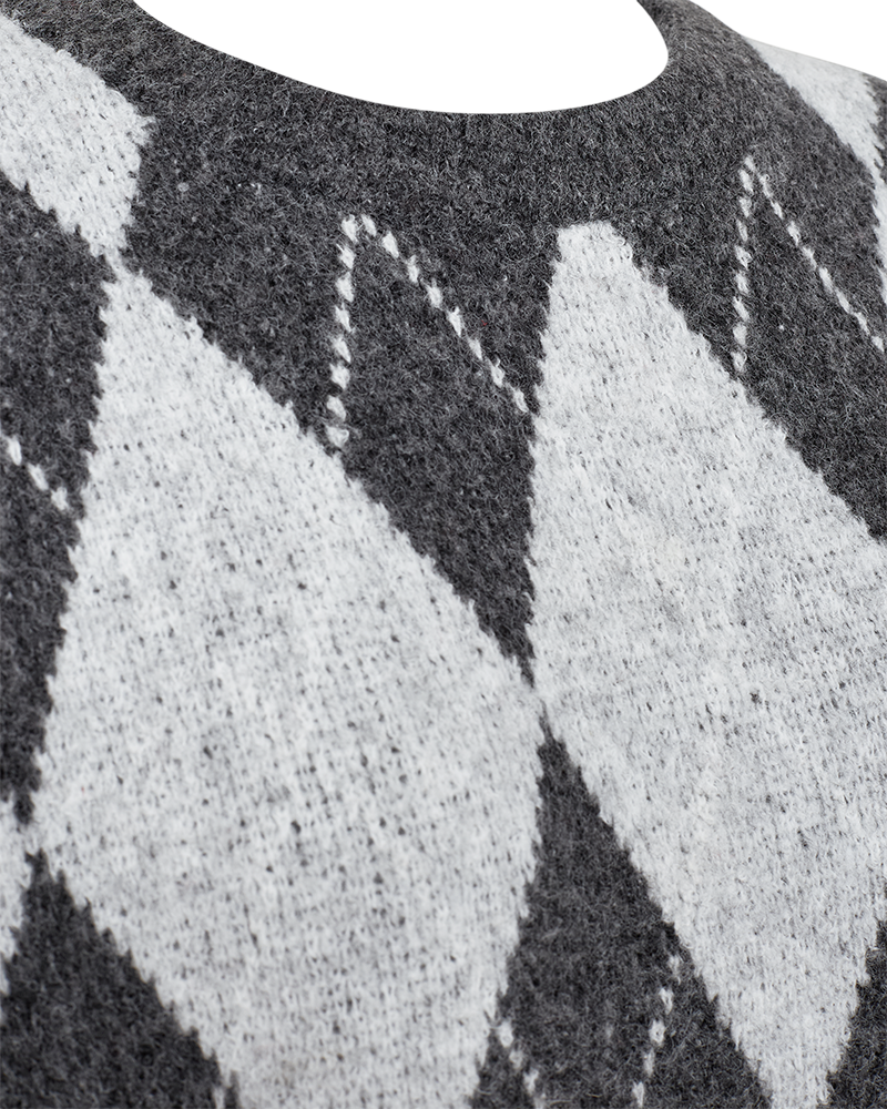 Grsargyle peysa  frá Freequent - Dark Grey Mel w Light Grey Mel