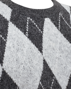 Grsargyle peysa  frá Freequent - Dark Grey Mel w Light Grey Mel