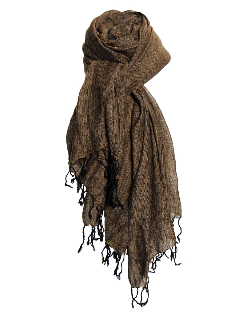 Síða unisex trefill. Khaki svartur