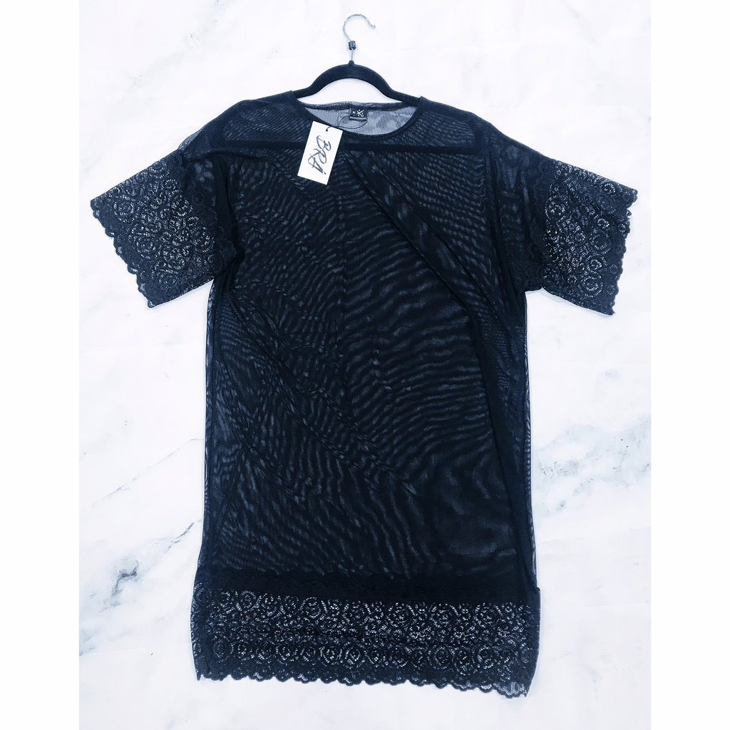 T-shirt kjóll mesh + blúnda- BRÁ