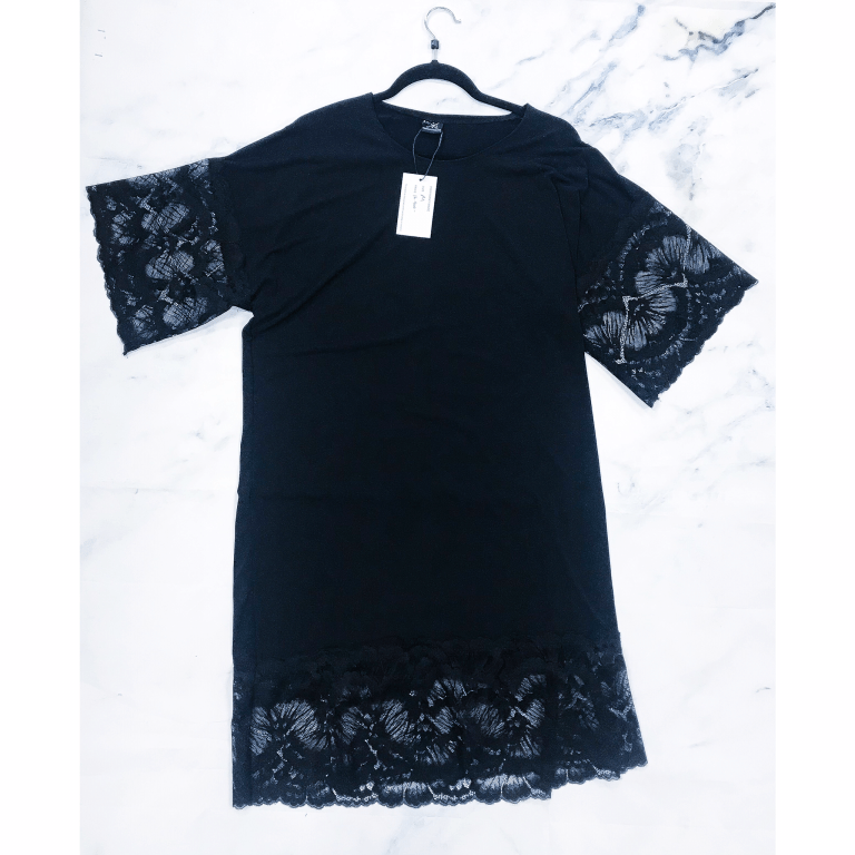 T-shirt kjóll Polyester + Blúnda-BRÁ