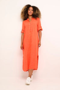 Bellis caftan kjóll frá Cream úr hör- orange