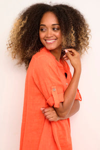 Bellis caftan kjóll frá Cream úr hör- orange