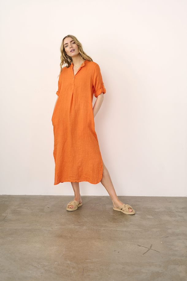 Bellis caftan kjóll frá Cream úr hör- orange