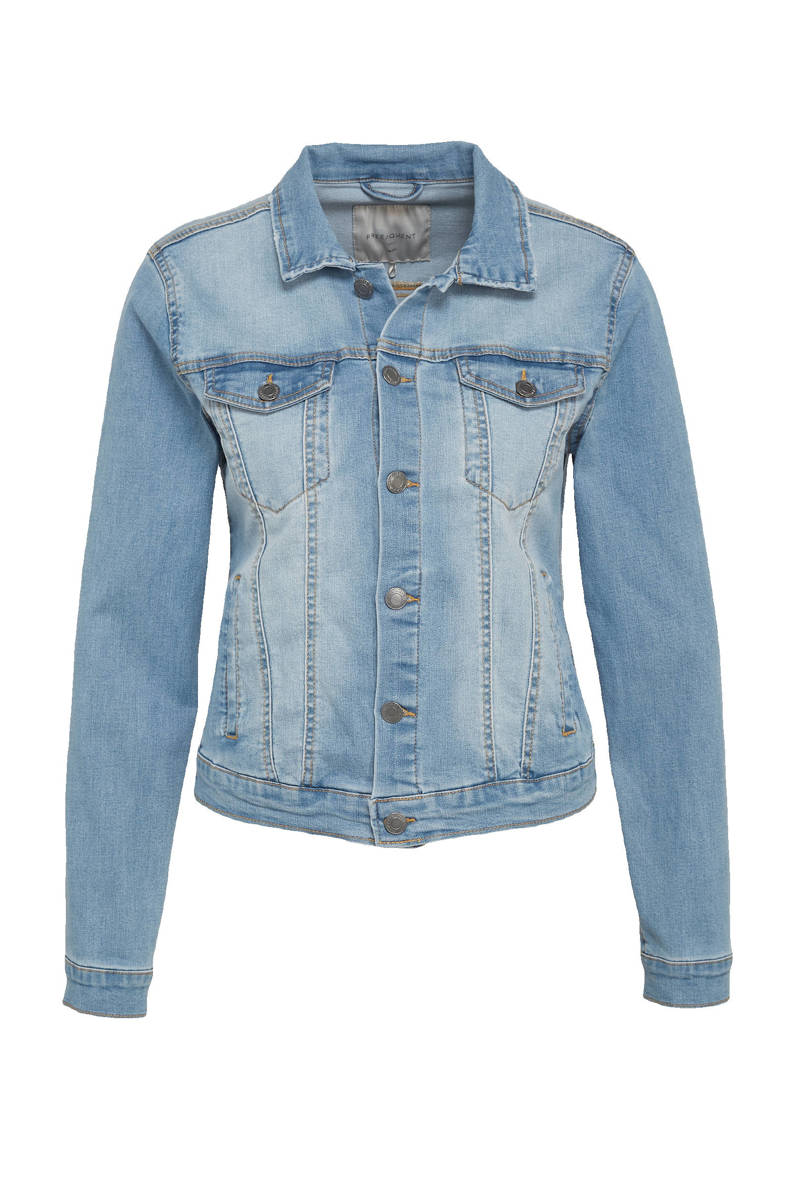 Rock gallajakki frá Freequent - Light blue denim blár