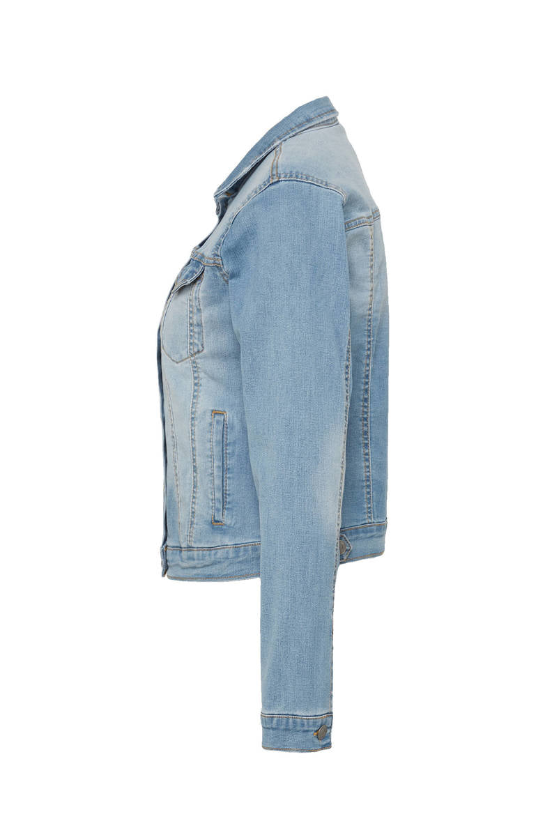 Rock gallajakki frá Freequent - Light blue denim blár