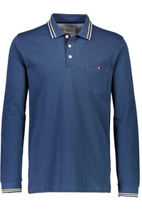 Langerma pólóbolur frá Bison -chine blue