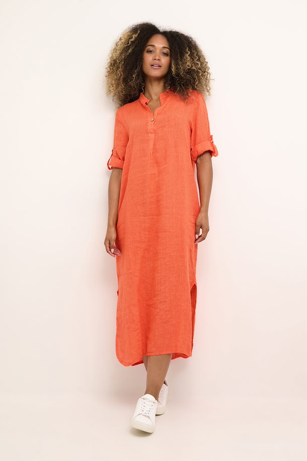 Bellis caftan kjóll frá Cream úr hör- orange