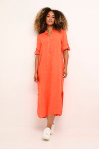 Bellis caftan kjóll frá Cream úr hör- orange