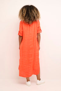 Bellis caftan kjóll frá Cream úr hör- orange